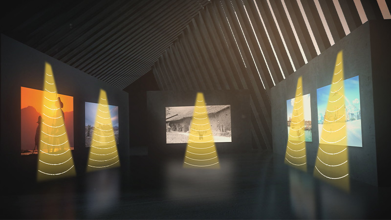 檔案館定向音響，定向發聲示意圖