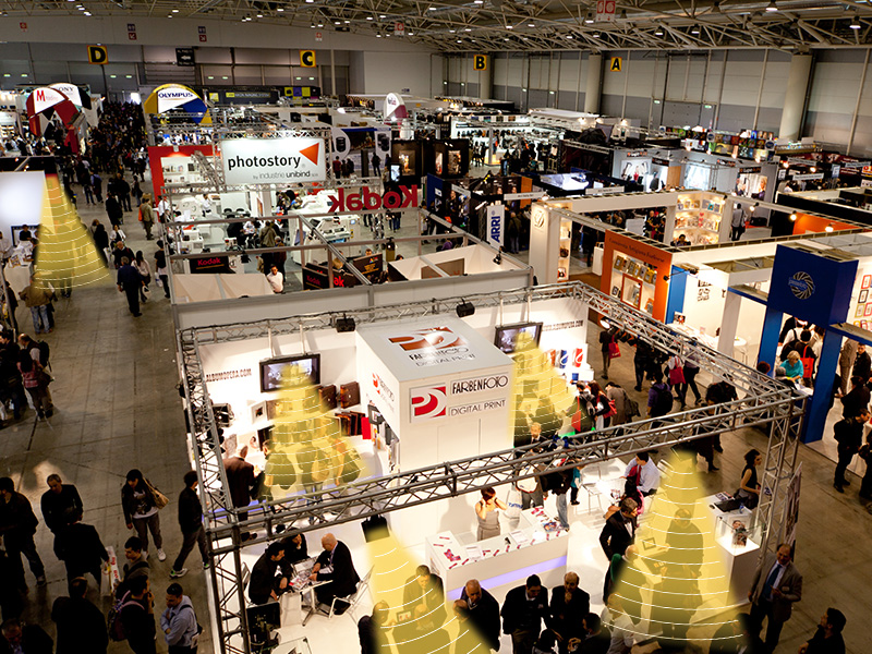 展會定向音響，聲場分區示意圖