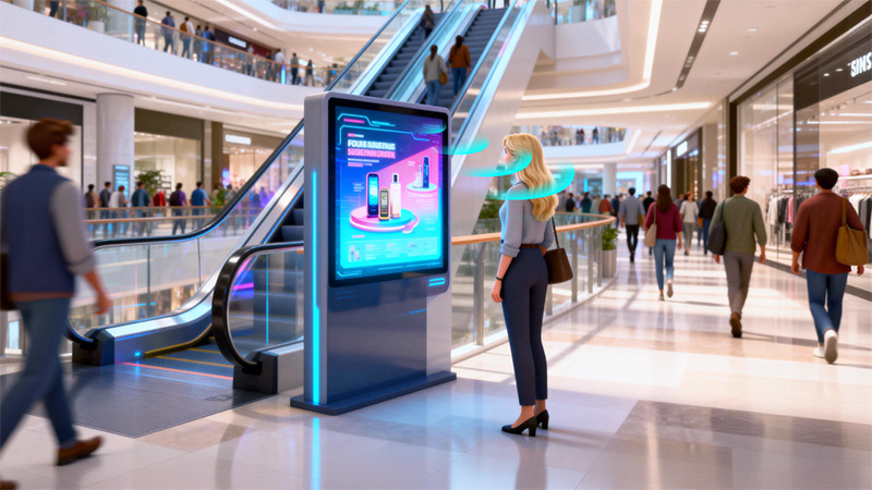 數字標牌集成清聽聲學定向聲技術，定向發聲，獨立聲場