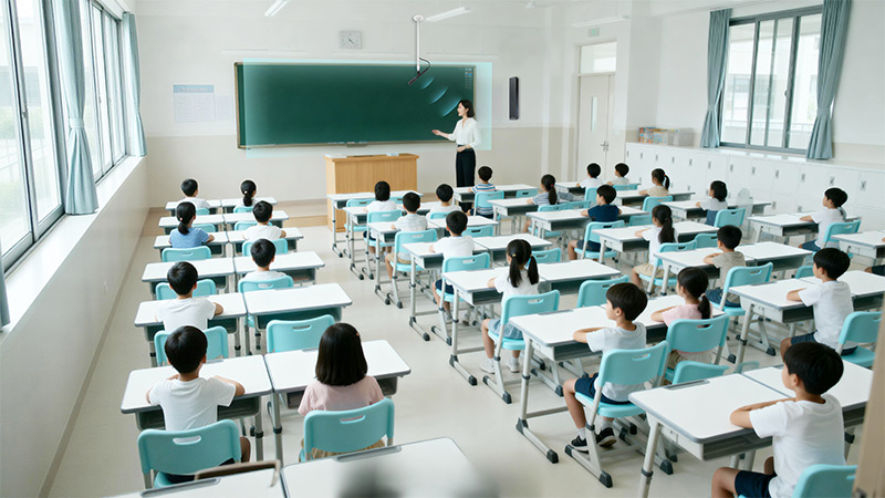 清聽聲學(xué)教室無感拾音系統(tǒng)，場(chǎng)景示意圖